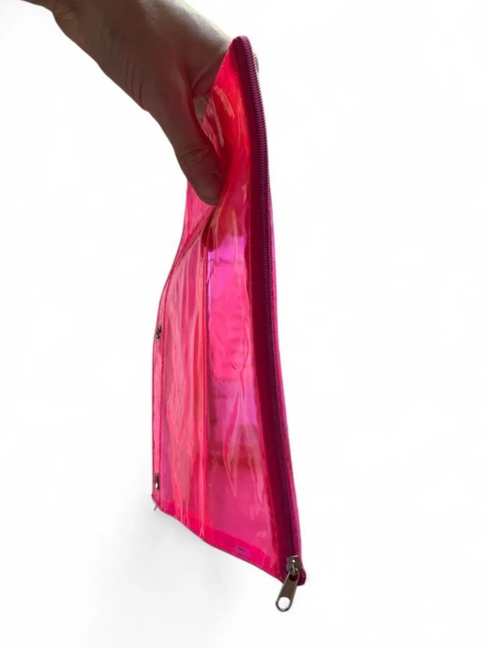 Hot Pink Clear Vinyl Zipper Pouch